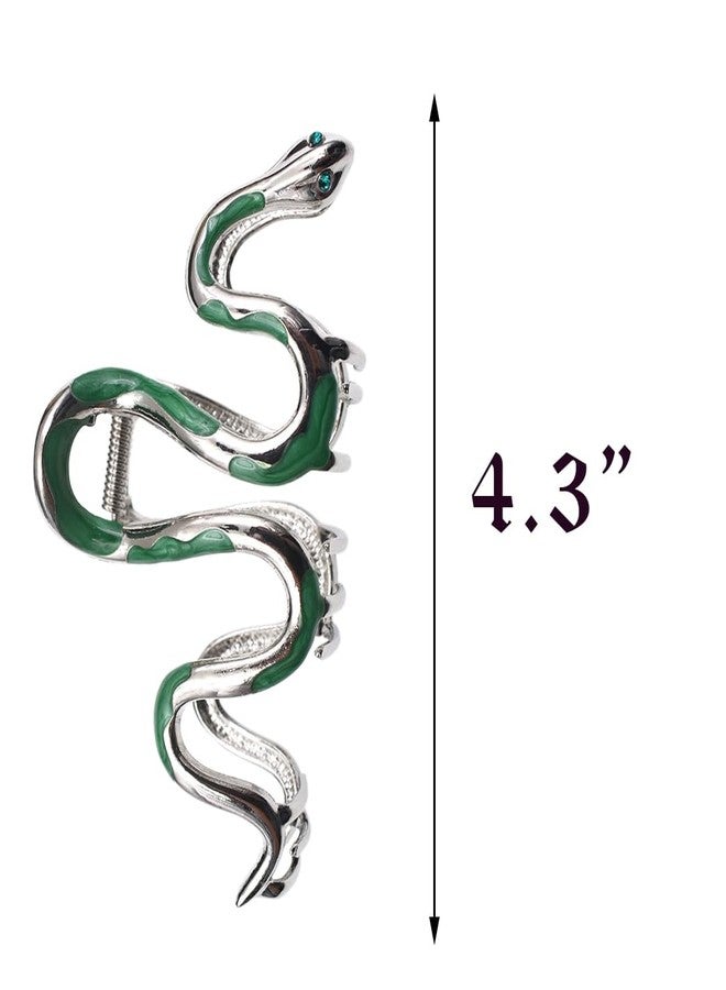 Ynxee Fashionable Green Snake Design Metal Hair Claws Non Slip 4.3" Big Hair Claws Clips Halloween Gothic Women Girls Hair Accessories - Image 2